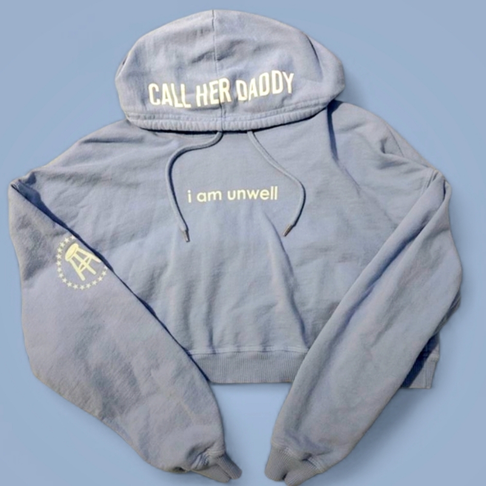 Barstool Sports Women's Cropped Hoodie Lt Blue Mediun